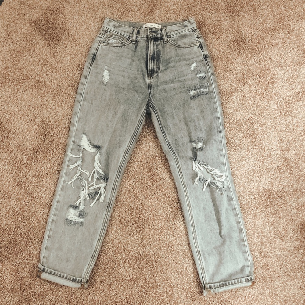 Distressed mom jeans